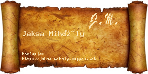 Jaksa Mihály névjegykártya
